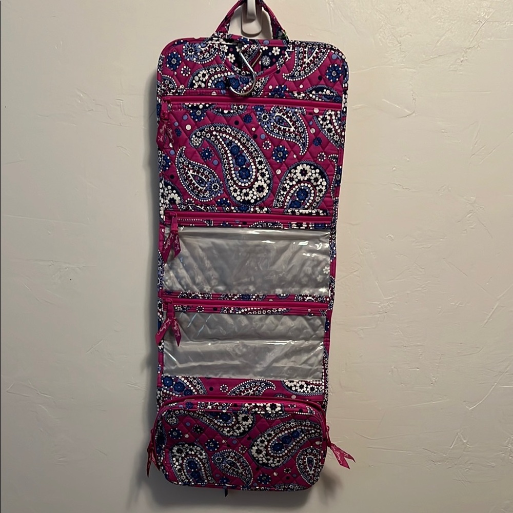 Vera Bradley Purple and Blue Paisley Hanging Cosmetic Bag